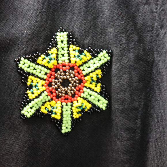 Vintage barely worn Alejandro Julian Black Button Front Dress Small Beaded Patch - Picture 8 of 8